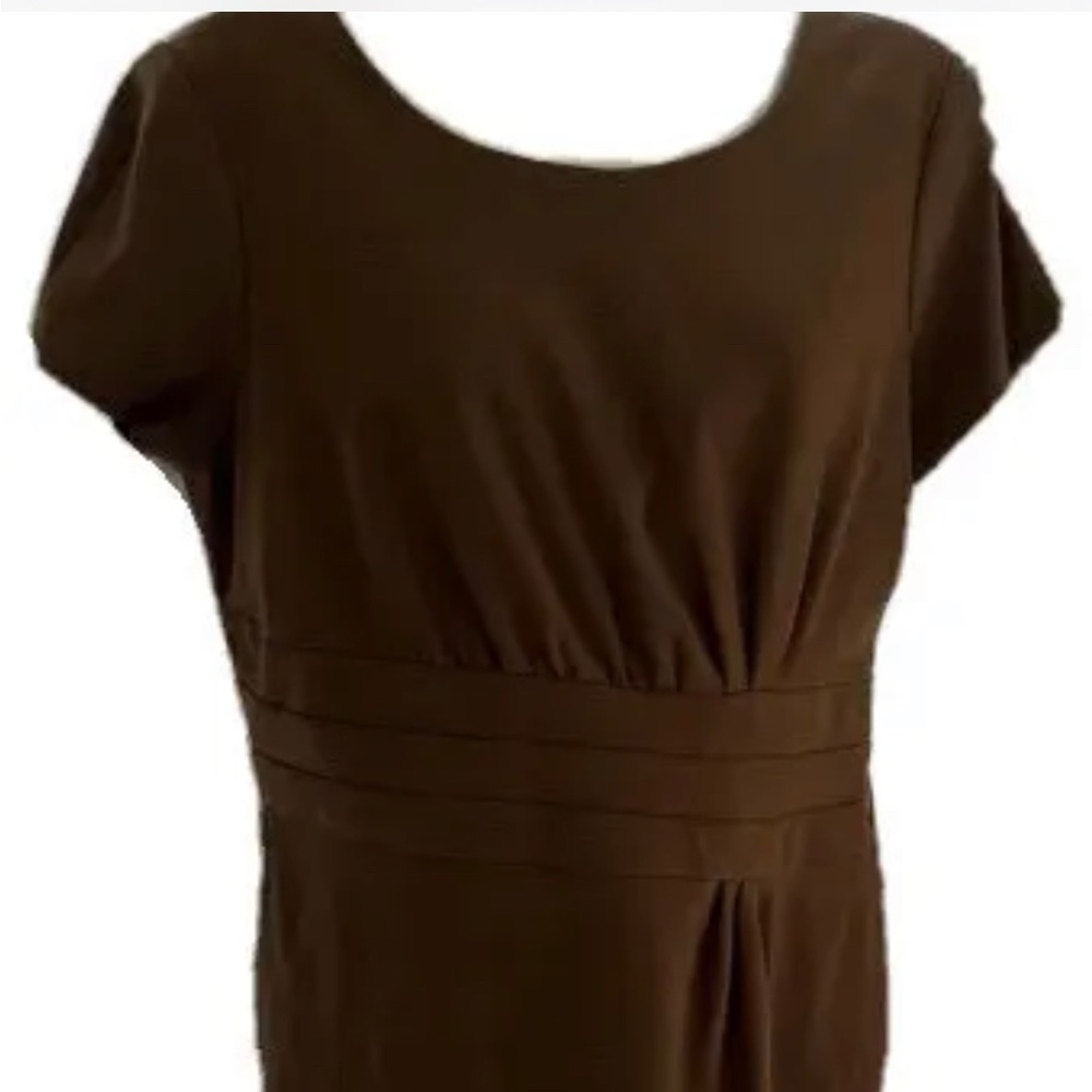 Anne Klein Woman's Wool Knit Short Sleeve Midi Dress Sz 8 Espresso